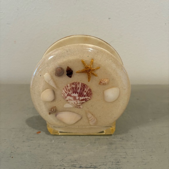 VTG Lucite Seashells Napkin/Mail Holder - Picture 1 of 5